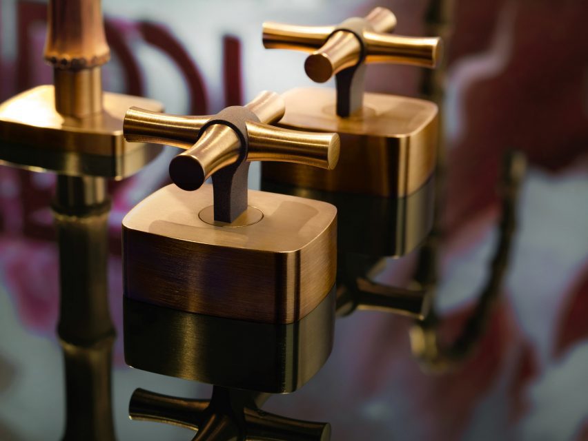 Detail of taps on reflective surface