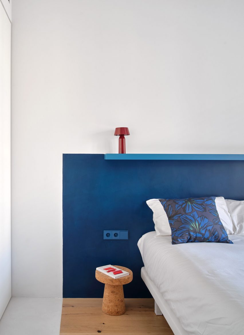 Bedroom interior of Girona Street apartment in Barcelona, designed by Raúl Sanchez Architects