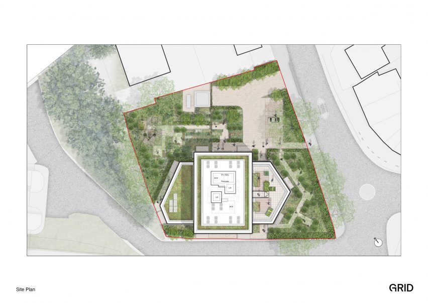 Site plan of Brook House by Grid Architects