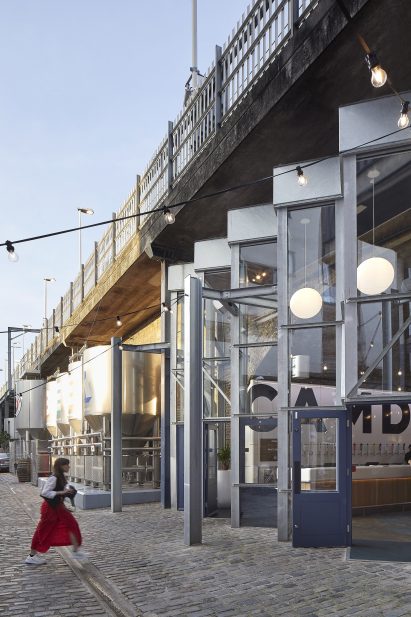 person entering Camden Town Brewery 