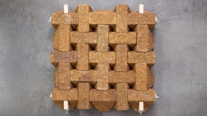 Sugarcrete sugarcane waste construction material blocks in an interlocking grid by Grimshaw and the University of East London