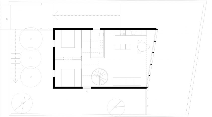 First floor plan of House on a Brick Base by Agora Arquitectura