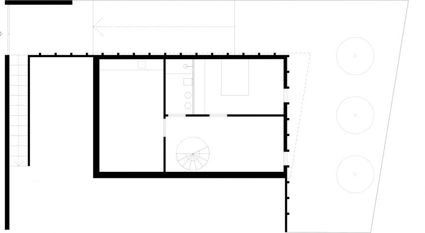 Ground floor plan of House on a Brick Base by Agora Arquitectura