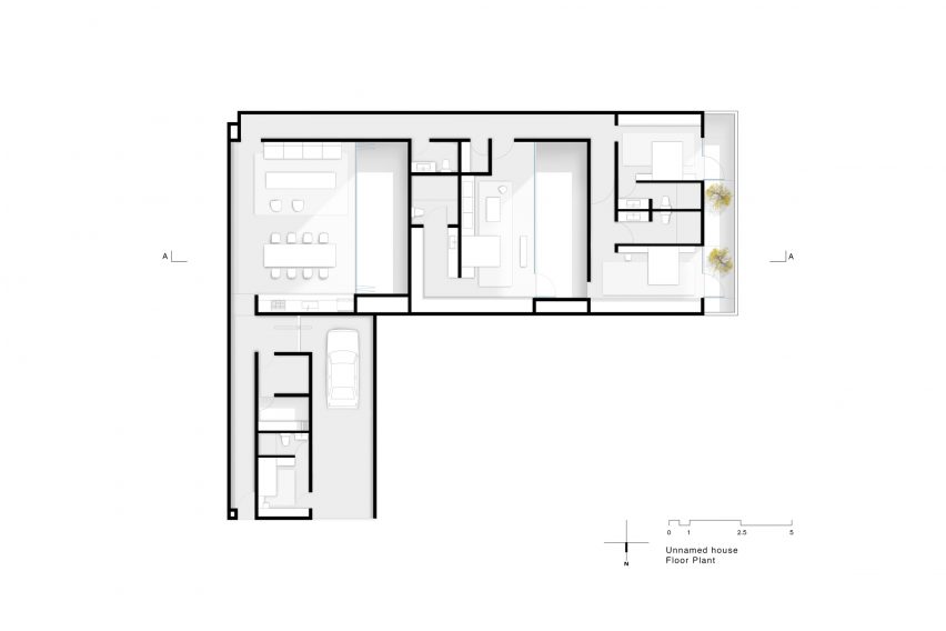 Ground floor plan of a house in Mexico by HW Studio Arquitectos