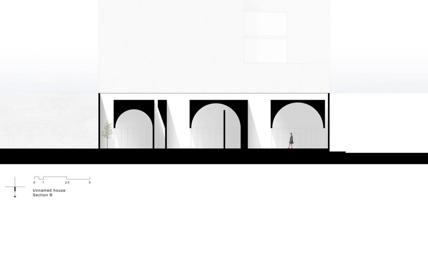 Section drawing of a house in Mexico by HW Studio Arquitectos