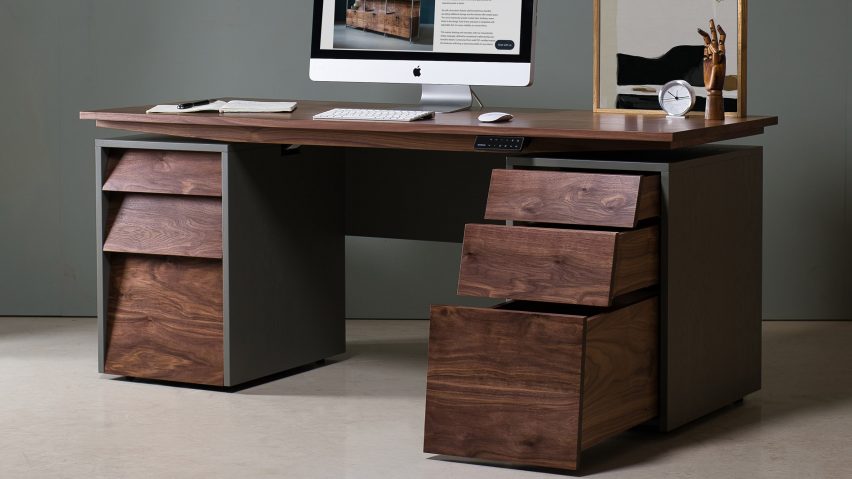 Photo of a wooden height-adjustable desk by KODA