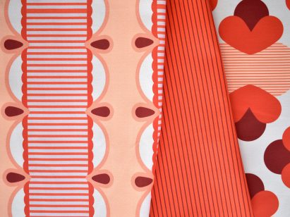 Pink coloured geometric patterned fabrics