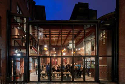 View of Hippodromen courtyard at night