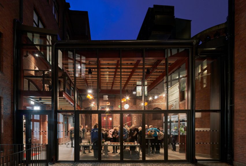 View of Hippodromen courtyard at night