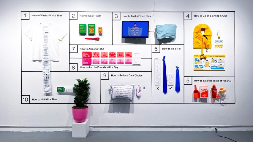 Gallery with how-to segments on wall