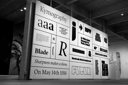 Gallery with segments containing different typefaces