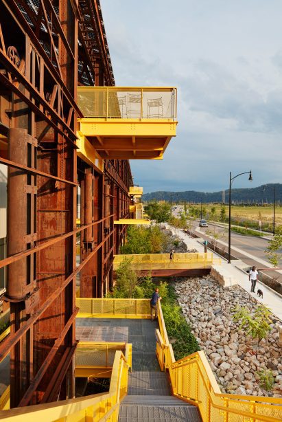 Bright yellow staircases