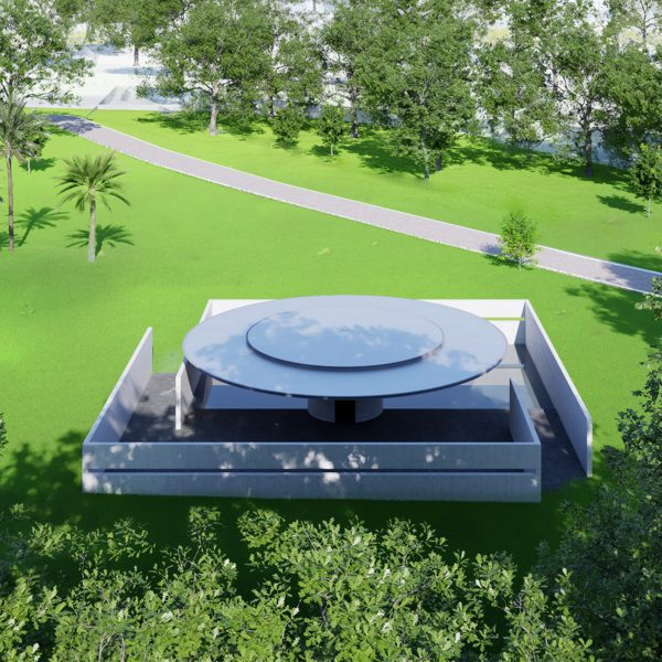 Aerial visual of MPavilion 10 by Tadao Ando