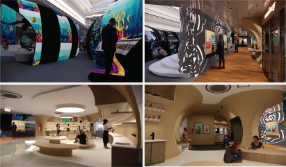 Four renders of an interiors project by a Nanyang Polytechnic student
