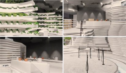Four renders in an interior care home by a student at Nanyang Polytechnic