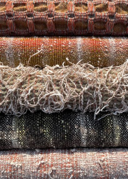 Earthy-toned fabric swatches
