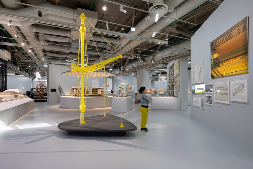 Model of a yellow structure by Norman Foster at the Centre Pompidou