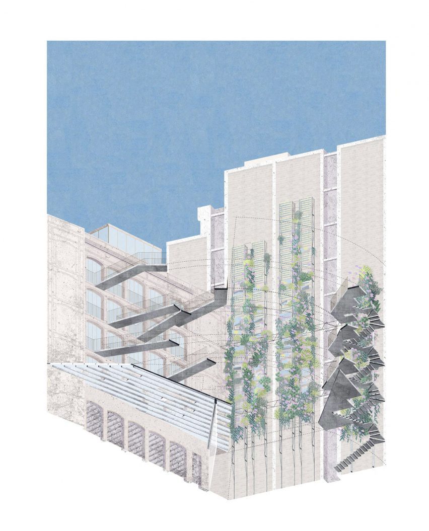 Axonometric drawing of La Carboberia by Office for Strategic Spaces