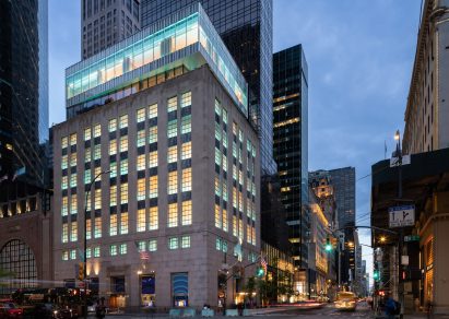 Tiffany 5th Avenue at night with blue interior illumination