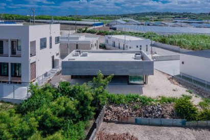 Aerial view of One-Legged House in Japan by IGArchitects