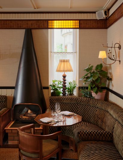 Seating area in main dining room of 20 Berkeley