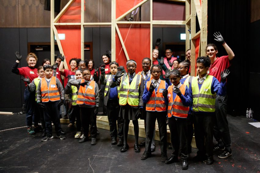 Children working on the Let's Build Brixton House theatre project