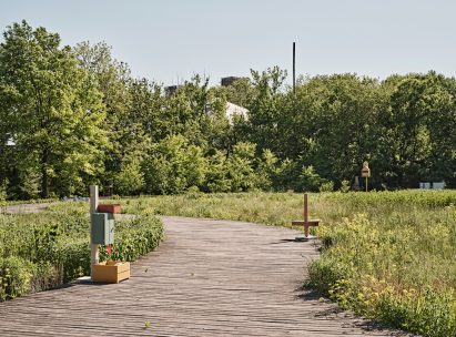 Community oriented design objects displayed at Brooklyn Naval Cemetary Landscape