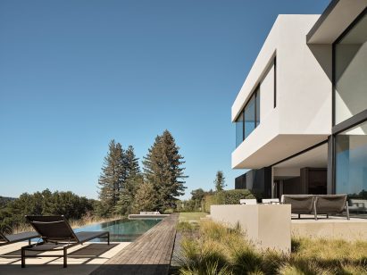View with cantilever and pool