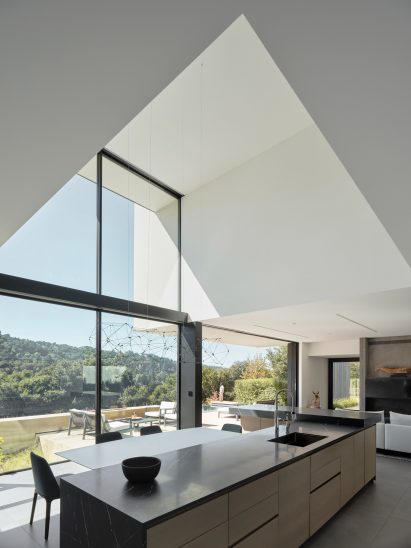 Cutout in ceiling over kitchen