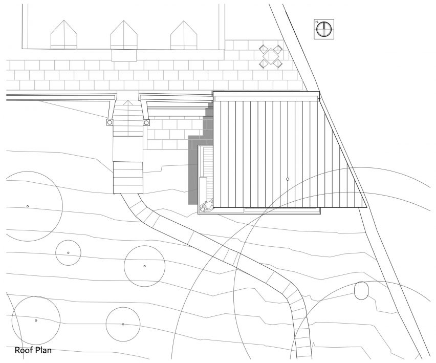 Roof plan of Rescobie Pavilion by Kris Grant Architect