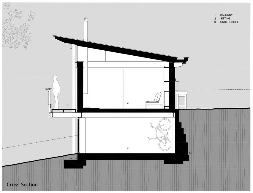 Section of Rescobie Pavilion by Kris Grant Architect