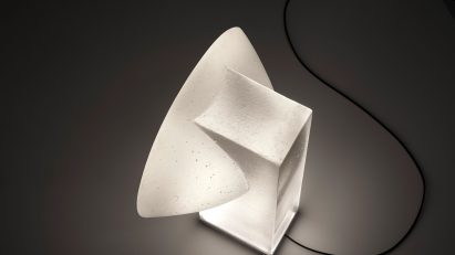 Glass lamp on table