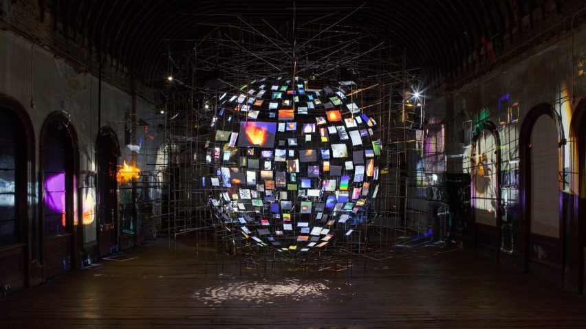 Sarah Sze globe piece at Peckham Rye station Victorian waiting room