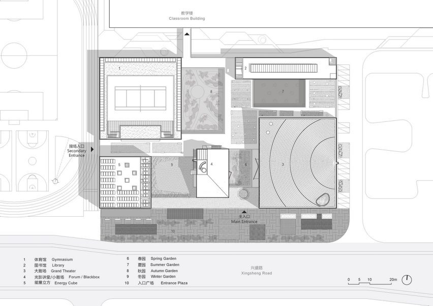 Site plan of Shanfeng Academy by Open Architecture