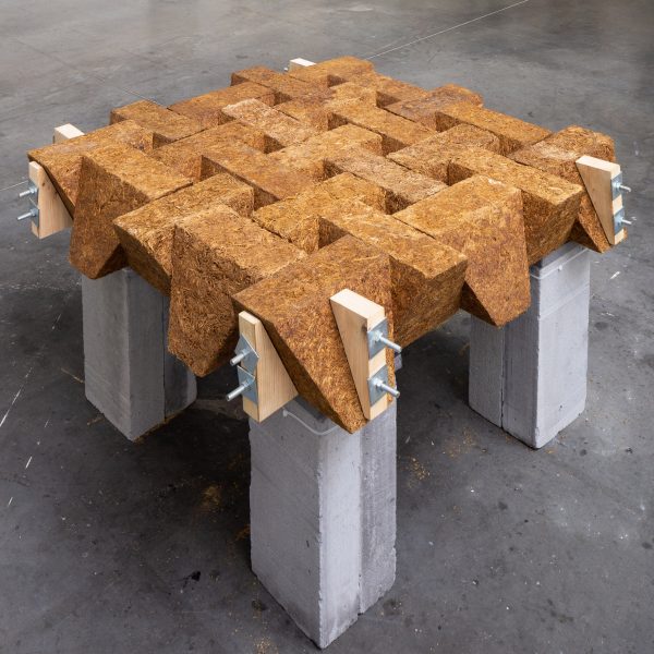 Sugarcrete sugarcane waste construction material blocks in an interlocking grid by Grimshaw and the University of East London