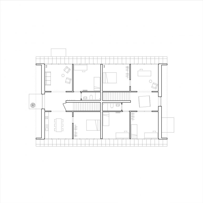 Plan of Straw Bale House by Atelier Kaiser Shen