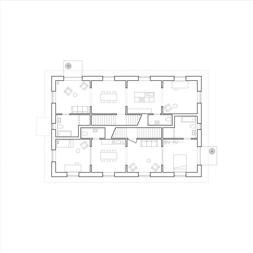 Plan of Straw Bale House by Atelier Kaiser Shen