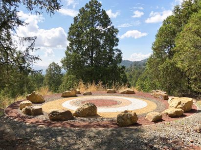 Earthy pavilion on a hillside at Meles Zenawi Memorial Park
