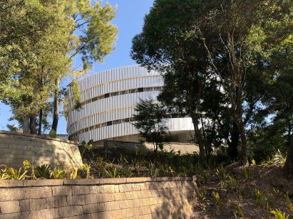 Library building at a memorial park designed by Studio Other Spaces