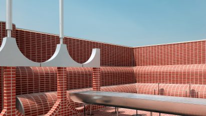 Sukchulmok adds curved brick forms to rooftop of Parconido Bakery Cafe
