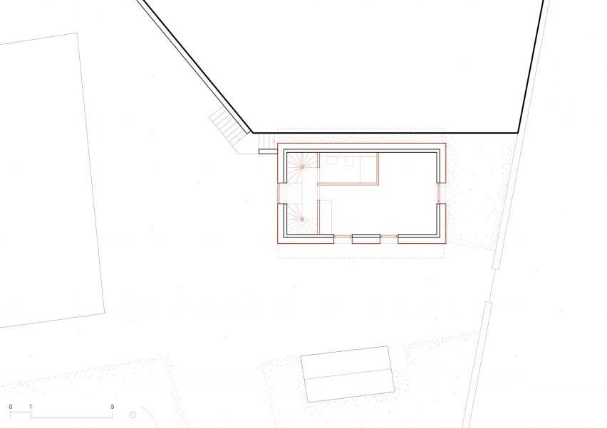 First floor plan of The Recipe house in Switzerland by Madeleine Architectes