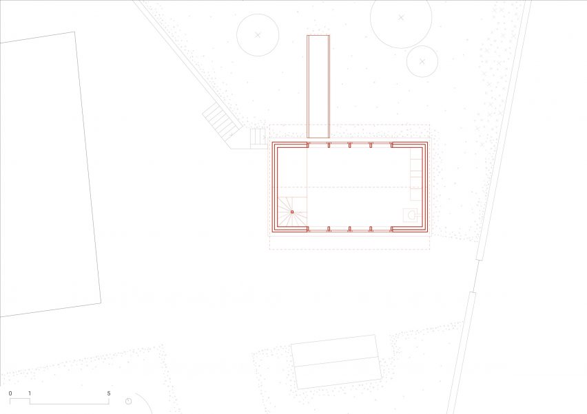 Second floor plan of The Recipe house in Switzerland by Madeleine Architectes