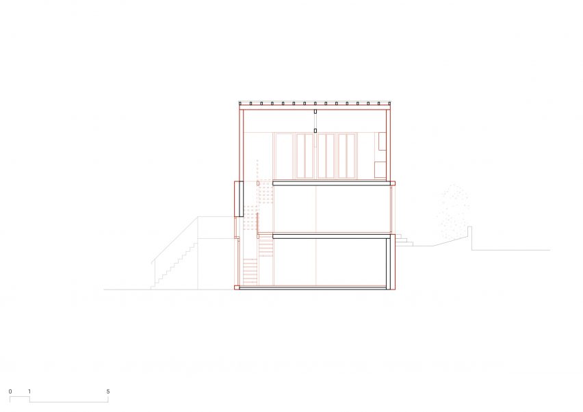 Section of The Recipe house in Switzerland by Madeleine Architectes