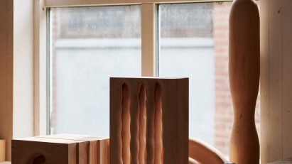 Wooden designs at Three exhibition
