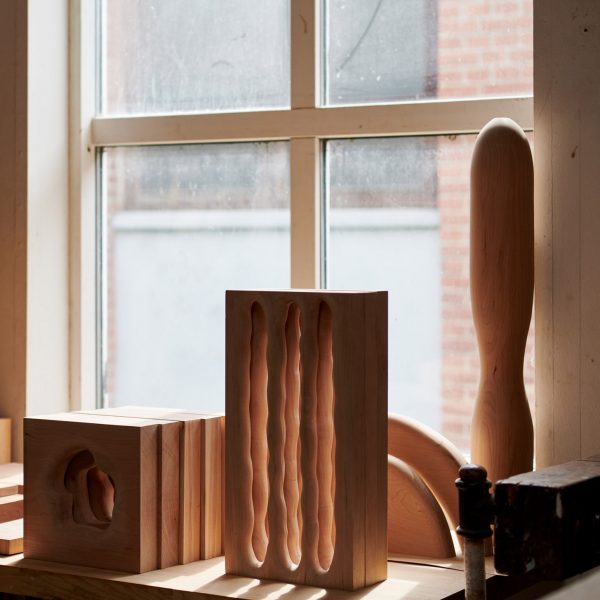 Wooden designs at Three exhibition