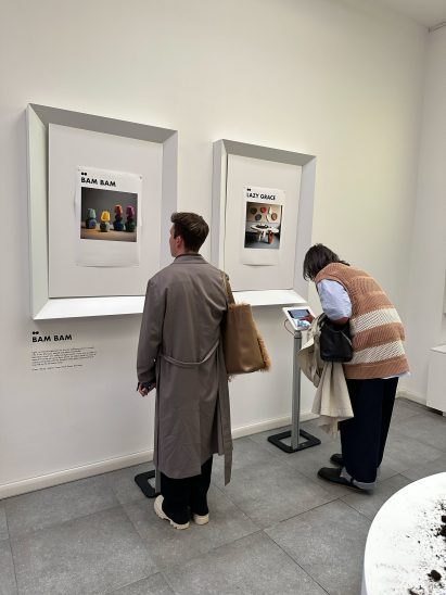 Photographs of designs by Studio Snoop next to tablets