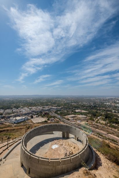 Concrete ring structure on a hilltop