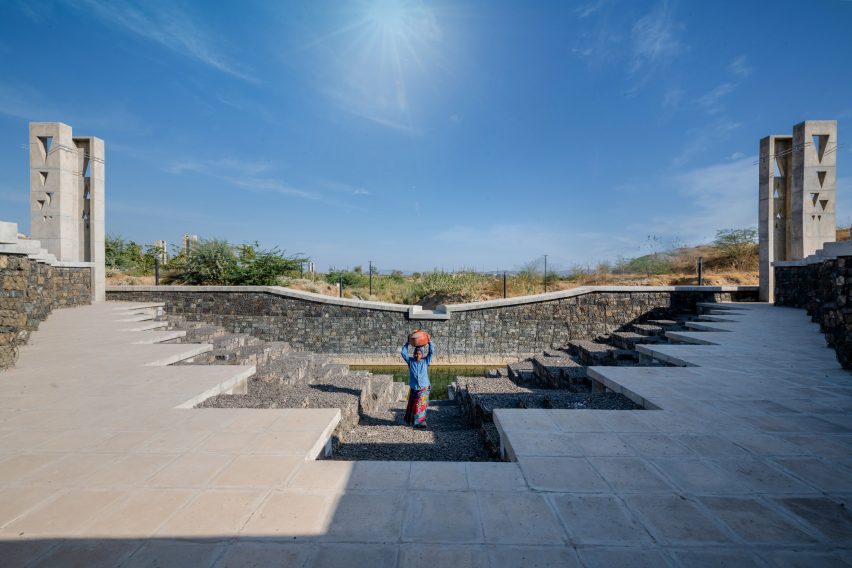 Square stepped dams at the Smritivan Earthquake Memorial and Museum