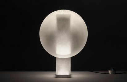Cloudy white lamp on dark background