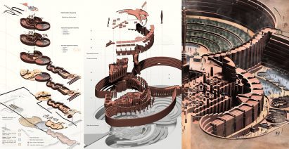 Diagrammes of civic centre located in the Helwan Industrial Area, Cairo, Egypt